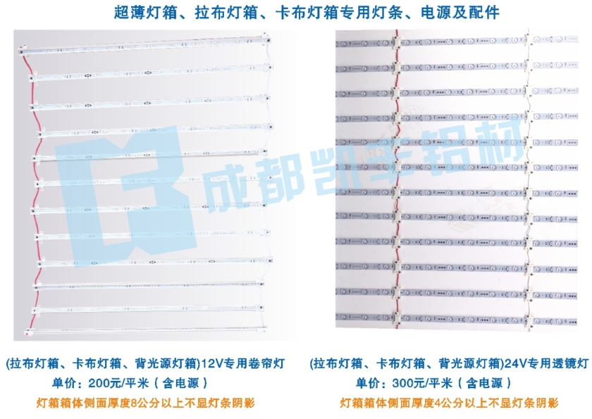 超薄灯箱、拉布灯箱、卡布灯箱专用灯条、电源及配件